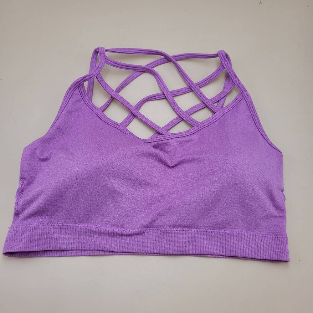 ZENANA Triple Criss Cross Padded Sports Bralette Lavender Sz SM/MED Stretchy